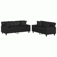 VidaXL Ensemble de canapés 2 pcs avec coussins noir similicuir Modèle Zenith Compact Plus - 3201924