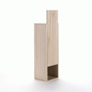 Boîte à bouteille en bois de paulownia - coulissante 11x10.5x34.2cm - protection élégante