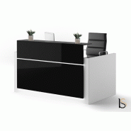 Bureau d'accueil 1 personne Avant - Ofitres - 149, Blanc, Oui, Noir brillant_1