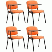 CLP Lot de 4 Chaises Ken en similicuir avec tablette rabattable Orange - orange polyester 318806 CLP Lot de 4 Chaises Ken en similicuir avec tablette rabattable Orange - orange polyester 318806