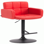 CLP Tabouret de bar Los Angeles similicuir avec pied en métal Rouge/Noir - rouge polyester 318171