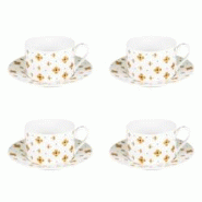 Coffret 4 tasses à thé avec sous tasses Eleor 18 cl - Rond Porcelaine Table Passion 10.8x cm - doré porcelaine 3106232376993 Coffret 4 tasses à thé avec sous tasses Eleor 18 cl - Rond Porcelaine Table Passion 10.8x cm - doré porcelaine 3106232376993