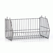 Corbeille fil empilable epoxy gris martelé 49x40x25cm
