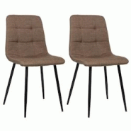 Décoshop26 - Lot de 2 chaises de salle à manger en tissu marron pieds métal noir mat style moderne CDS101108 - marron 3000491969609 Décoshop26 - Lot de 2 chaises de salle à manger en tissu marron pieds métal noir mat style moderne CDS101108 - marron 3000491969609