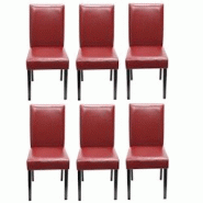 Décoshop26 - Lot de 6 chaises de salle à manger cuisine en cuir rouge pieds en bois foncés design moderne 04_0001939 - 3000085932699 Décoshop26 - Lot de 6 chaises de salle à manger cuisine en cuir rouge pieds en bois foncés design moderne 04_0001939 - 3000085932699