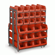 Etagère de rayonnage double - Rouge / 30x4L + 24x10L