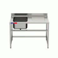 Gasfrit – Évier sous comptoir avec 1 bac et 1 égouttoir, industriel, en acier inoxydable, étagère , 1200 x 600 x 850 mm. - inox gfy12