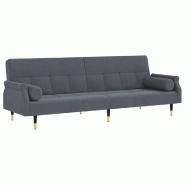 Helloshop26 - Canapé-lit avec coussins 216 x 89 x 70 cm velours gris foncé 02_0020405 - gris métal 3001088488008