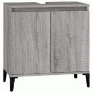 Helloshop26 - Meuble d'évier armoire de lavabo 58 x 33 x 60 cm bois d'ingénierie gris 02_0006847 - gris Bois massif 3000371282729