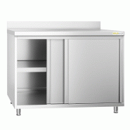 Meuble bas inox 1000x600 mm adossé PREMIUM - GOLDINOX - gris inox 3701770809448