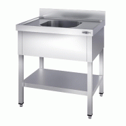 Plonge inox 1 bac avec étagère - P 600 mm - 800