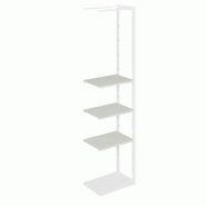 Suite structure Cage blanc base métal 58x40x240cm 3 tablettes blanc mat