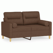 VidaXL Canapé 2 places avec oreillers décoratifs marron 120 cm tissu Modèle Celoria - 3200816