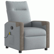 VidaXL Fauteuil de massage inclinable Gris clair Tissu Modèle Wermontel - 8721158657886