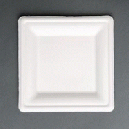 Assiettes Carrées Compostables en Bagasse 261 mm - Lot de 50 - FourniResto - blanc 5050984622410 Assiettes Carrées Compostables en Bagasse 261 mm - Lot de 50 - FourniResto - blanc 5050984622410