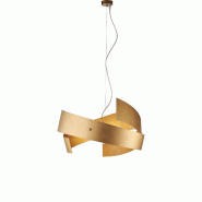 BeLight Suspension Elisa fer blanc, découpe laser, déco or antique, câble acier réglable, 3 lumières d.57 cm - doré 8050713213879