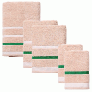 Benetton - Lot 5pcs Serviettes de Bain (2pc 30x50 + 2pc 50x90 + 70x140cm) 450GSM 100% Coton Beige - beige PK6716