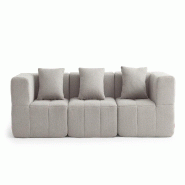 Canapé droit modulaire MILYSOFA SOFABULOUS 3 places Tissu fine bouclette Beige pierre - MS-BULOUS-3-SB Canapé droit modulaire MILYSOFA SOFABULOUS 3 places Tissu fine bouclette Beige pierre - MS-BULOUS-3-SB