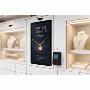 Coffre-fort intelligent avec vitrine pour bijoux et boutiques de luxe - 72 compartiments, terminal de paiement NFC