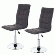 Décoshop26 - Lot de 2 chaises de salle à manger hauteur réglable en tissu gris CDS04093 - gris 3000244480542 Décoshop26 - Lot de 2 chaises de salle à manger hauteur réglable en tissu gris CDS04093 - gris 3000244480542