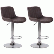 Décoshop26 - Lot de 2 tabourets de bar chaises hautes en PVC marron coutures verticales support en métal chromé 10_0004273 - marron 3000252018157 Décoshop26 - Lot de 2 tabourets de bar chaises hautes en PVC marron coutures verticales support en métal chromé 10_0004273 - marron 3000252018157