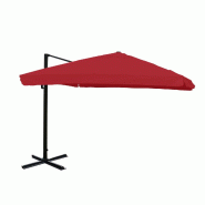 Décoshop26 - Parasol déporté 3 x 4 m Ø env. 5 m polyester et aluminium 26 kg bordeaux avec volant rotatif sans pied 04_0007986 - aluminium 3000262