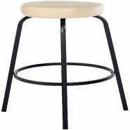 Décoshop26 - Tabouret de bar avec repose-pieds en PVC crème piètement métallique noir mat à quatre pieds 10_0005805 - beige métal 3000265231611