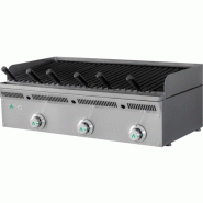 Grill pierre de lave à gaz grille en acier bleui 3 zones | Mainho ELB93GN