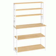 Helloshop26 - Étagère de cuisine étagère pour machine à café 6 étagères et 6 crochets pour four à micro-ondes 40 x 100 x 167 cm 12_0005681 -