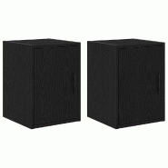Helloshop26 - Lot de 2 armoires murales de garage 30 x 30 x 41 cm rangement pratique finition épurée en bois d'ingénierie noir 02_0051404 - noir Bo
