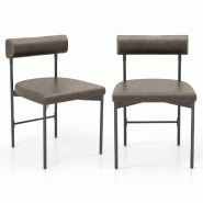 Helloshop26 - Lot de 2 chaises de salle à manger 47,5 x 46 x 74 cm dossier incurvé et rembourré style contemporain en similicuir 20_0012428 - 30002