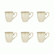 Novastyl - lot de 6 mugs signature 30cl en grès beige - 3256391061565