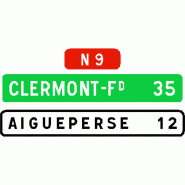 Panneau directionnel D61a - Confirmation de destinations et distances sur routes départementales ou nationales Panneau directionnel D61a - Confirmation de destinations et distances sur routes départementales ou nationales