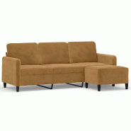 SOGO Canapé à 3 places avec repose-pieds Marron 180 cm Velours Modèle Orion Office Bois - 8721012061484