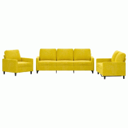 VidaXL Ensemble de canapés 3 pcs avec coussins Jaune Velours Modèle Tradition Plus - 3201482