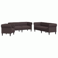 VidaXL Ensemble de canapés 3 pcs marron foncé tissu Modèle Lervelisse - 3209194