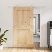 Vidaxl porte coulissante et kit de quincaillerie 100x210 cm pin massif 3203037 Vidaxl porte coulissante et kit de quincaillerie 100x210 cm pin massif 3203037