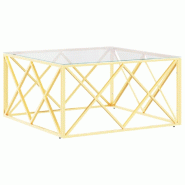 VidaXL Table basse 80x80x40 cm acier inoxydable et verre Modèle Épure - inox 349970