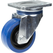 Roulette pivotante de 125 mm avec caoutchouc élastique bleu sur roue centrale en nylon Roulette pivotante de 125 mm avec caoutchouc élastique bleu sur roue centrale en nylon