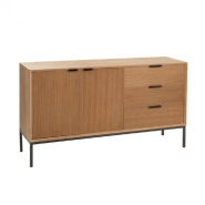 BUFFET BAS DESIGN BOZA 2 PORTES 3 TIROIRS BOIS NATUREL