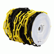 Chaine plastique de balisage jaune et noire vendue au mètre