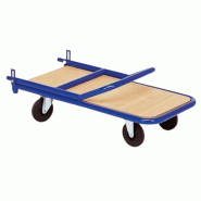 Chariot à dossier rabattable - Tube d'acier laqué - Plateau bois épaisseur 10 mm - Roulettes semi-élastiques_0