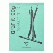Clairefontaine Lot de 5 Bloc agrafé GRAF IT de 80 feuilles de papier croquis blanc microperforées, 90 g/m², A6, couverture turquoise - 3329680967333
