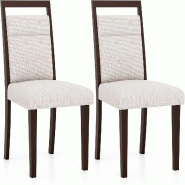 COSTWAY Chaises de salle à manger, lot de 2, chaises de cuisine, chaises de table à manger en bois avec assise rembourrée, charge maximale 150 kg -