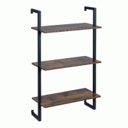 COSTWAY Étagère murale 3 niveaux, avec cadre métallique, étagère suspendue bois, 53x23x90cm - multicolore Bois manufacturé VH35143OR