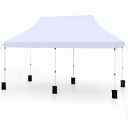 COSTWAY Pavillon 3x6m, pliable, réglable, imperméable, UV 50+, avec sac. - blanc métal ZB34344IT