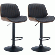 Décoshop26 - Lot de 2 tabourets de bar en similicuir noir avec surpiqûres cadre en bois foncé pieds en métal noir TDB10748 - noir 3000250453660 Décoshop26 - Lot de 2 tabourets de bar en similicuir noir avec surpiqûres cadre en bois foncé pieds en métal noir TDB10748 - noir 3000250453660