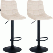 Décoshop26 - Lot de 2 tabourets de bar en velours crème base métal noir réglable en hauteur et repose-pieds TDB10625 - noir 3002468632691