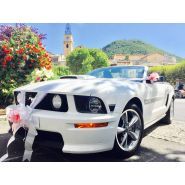 Location de ford mustang cabriolet blanche pour mariage avec chauffeur - provence transport