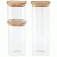 PEBBLY Set 3 Pots de conservations carrés 0,8 L + 1,4 L + 2,2 L - Bambou - vert 035-1229327